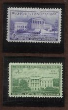 Buy National Capital Sesquicentennial 1800 Washington 1950, 3C Two (2) Varieties