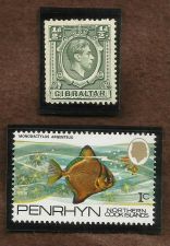 Buy GIBRALTAR 1938 KING GEORGE STAMP & Cook Islands 1c Fish Issue MLH #06637