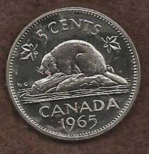 Buy Canada 5 Cents 1965 Bugtail Beaver Nickel