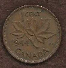 Buy Canada 1 Cent 1944 Uncrowned King George V Coin - WWII Era Currency