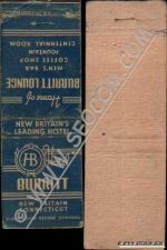 Buy CT New Britain Matchcover Hotel Burritt Home Of Burritt Lounge ct_box4, ge~1648