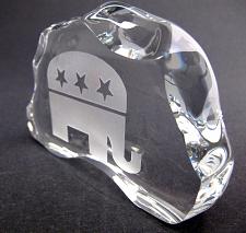 Buy GLASS 24% LEAD CRYSTAL PAPERWEIGHT republican made in USA elephant