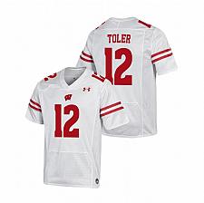 Buy Men Titus Toler Wisconsin Badgers White NCAA College Football Stitched Jersey