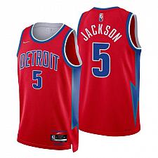 Buy Men's Frank Jackson Detroit Pistons 2022 Red City Diamond Jersey 75th Anniversary