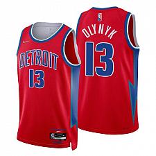 Buy Men's Kelly Olynyk Detroit Pistons 2022 Red City Diamond Jersey 75th Anniversary