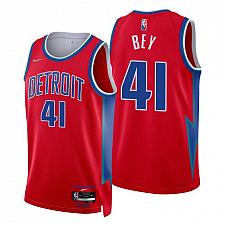 Buy Men's Saddiq Bey Detroit Pistons 2022 Red City Diamond Jersey 75th Anniversary