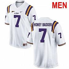 Buy Men Tyrann ¡°Honey Badger¡± Mathieu LSU Tigers White Football Jersey