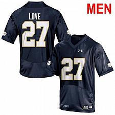 Buy Men #27 Julian Love Notre Dame Navy 2021 NCAA Football Jersey