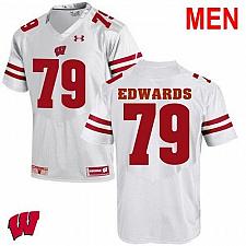 Buy Men David Edwards Wisconsin Badgers White 2021 NCAA Football Jersey