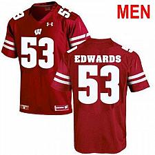 Buy Men 53 T. J. Edwards Wisconsin Badgers Red 2021 NCAA Football Jersey