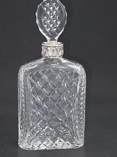 Buy Hand Cut glass silver ring neck decanter oval stopper Portugal