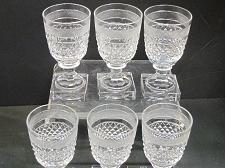 Buy 6 Cut Glass wine Antique hand cut square base