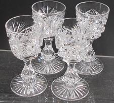 Buy 4 Signed Libbey liquor American Brilliant Period hand Cut Glass blown