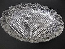 Buy American Brilliant Period Cut Glass oval low bowl strawberry diamond fan