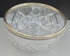 Buy Sterling silver rim American Brilliant Period Cut Glass bowl Antique ABP
