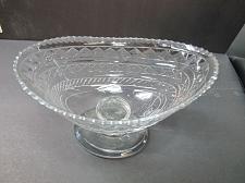 Buy Hand Cut Glass pedestal oval dish Antique