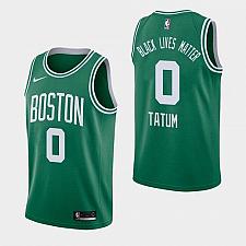 Buy Men's Boston Celtics #0 Jayson Tatum Black Lives Matter Green Jersey