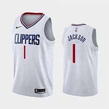 Buy Men's Los Angeles Clippers #1 Reggie Jackson White Association Jersey