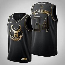 Buy Men's Bucks #34 Giannis Antetokounmpo Black Golden Edition Jersey