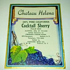 Buy CHATEAU HELENA CALIFORNIA COCKTAIL SHERRY WINE 1942 LABEL World Two 2 WW2 Era
