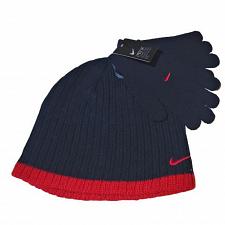 Buy Nike Beanie Hat and Glove Set Youth 2 pc Set Black Red Swoosh OS Cold Weather