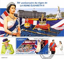Buy Djibouti 2022 CTO Sheet Queen Elizabeth II 70th Anniversary (TS0002)