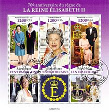 Buy Central Africa 2022 CTO Sheet Queen Elizabeth II 70th Anniversary (TS0003)