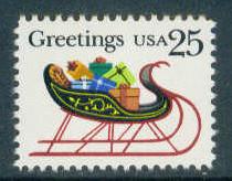 Buy 2428 25c Sleigh and Presents Fine MNH Plt/4 UR A11111 Top F04386