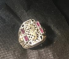 Buy Artisan Made 10 Karat Gold Seahorse Garnet Mens sterling silver ring Lge.