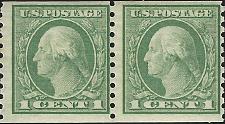 Buy US Scott #452 Pair MNH OG VF 1 Cent 1914 Perf 10 George Washington Stamps CV 75