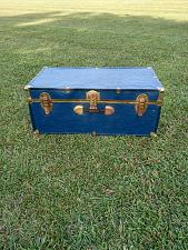 Buy Vintage Seward Blue Steamer Trunk Foot Locker W/Original Wood Interior- Trunk #1