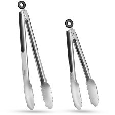 Buy Hotec Stainless Steel Kitchen Tongs Set of 2 - 9" and 12" Locking Metal Food ...