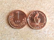 Buy Albania Coin 1 Leke, 2013. Dalmatian Pelican, magnetic, copper. UNC