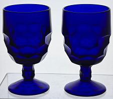 Buy Viking Glass blue goblet honeycomb pair