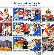 Buy Djibouti 2022 CTO Sheet Queen Elizabeth II 70th Anniversary 3 values (TS0005)