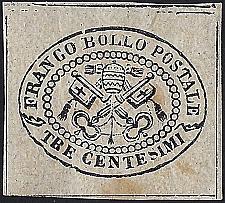 Buy Italy Roman States Scott #13 Mint Hinged VF 1867 Franco Bolo Stamp CV 1300.00