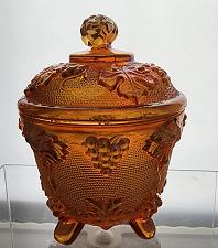 Buy Depression Glass Jeannette Marigold iridescent candy dish with lid