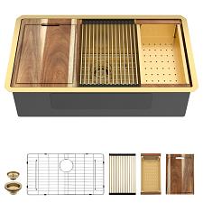 Buy 30 Undermount Kitchen Sink Gold Fulorni 30"x19" Kitchen Sink Brushed Gold NA... Buy 30 Undermount Kitchen Sink Gold Fulorni 30"x19" Kitchen Sink Brushed Gold NA...