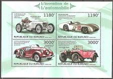 Buy [AF0019] Burundi: History of the Automobile (2012) MNH Miniature Sheet