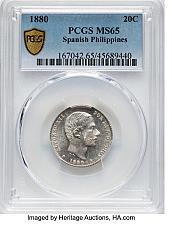 Buy Philippines: Spanish Colony. Alfonso XII 20 Centavos 1880 MS65 PCGS