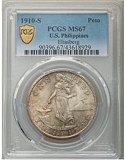 Buy 1910-S Philippines Peso MS67 PCGS