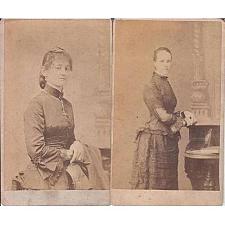 Buy vintage-1850-1899 era-lot of 2 cdv photos-ladies-sepia-carte de visite-look!vg