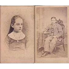 Buy vintage-1850-1899 era-lot of 2 cdv photos-children-sepia-carte de visite-look!