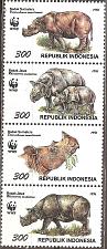 Buy [IA1673] INDONESIA WWF Rhinoceros, MNH Full Set Strip of 4 (1996)