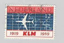 Buy Netherlands Used Plane map red white and blue KLM 1959 (BP88601)