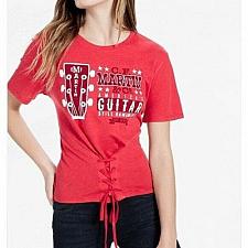 Buy Lucky Brand - Women's XL - NWT - Red Martin Guitar Corset Tie-Front Tee