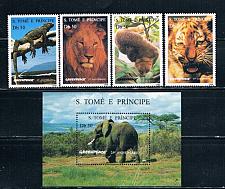 Buy St. Thomas and Prince Islands 1237-42 Set and SS Unused Animals Cat Val 26.00 (S