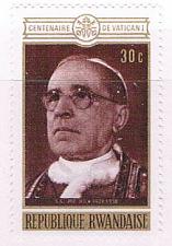 Buy Rwanda 392 Unused Pope Pius XII 1970 (R0550)