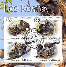Buy Togo 2020 CTO Sheet Koala Bear animal 4 values (TS0029)