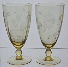 Buy Lancaster Glass Co. Yellow Jubilee water goblet Pair